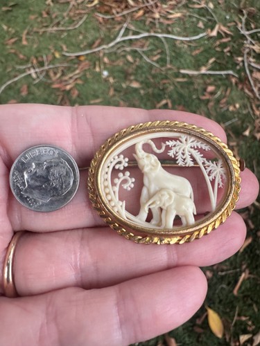 Carved celluloid elephant - celluloid,